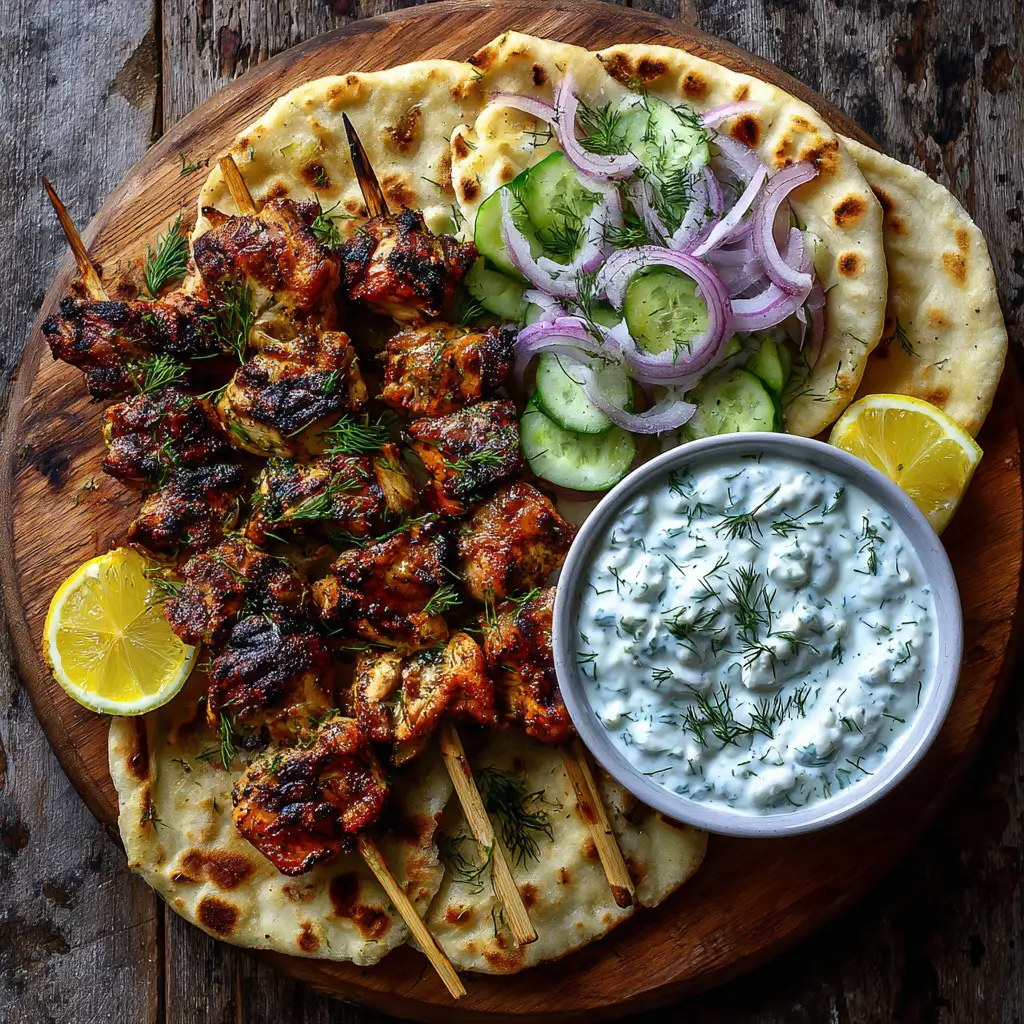 Greek Chicken Souvlaki with Tzatziki