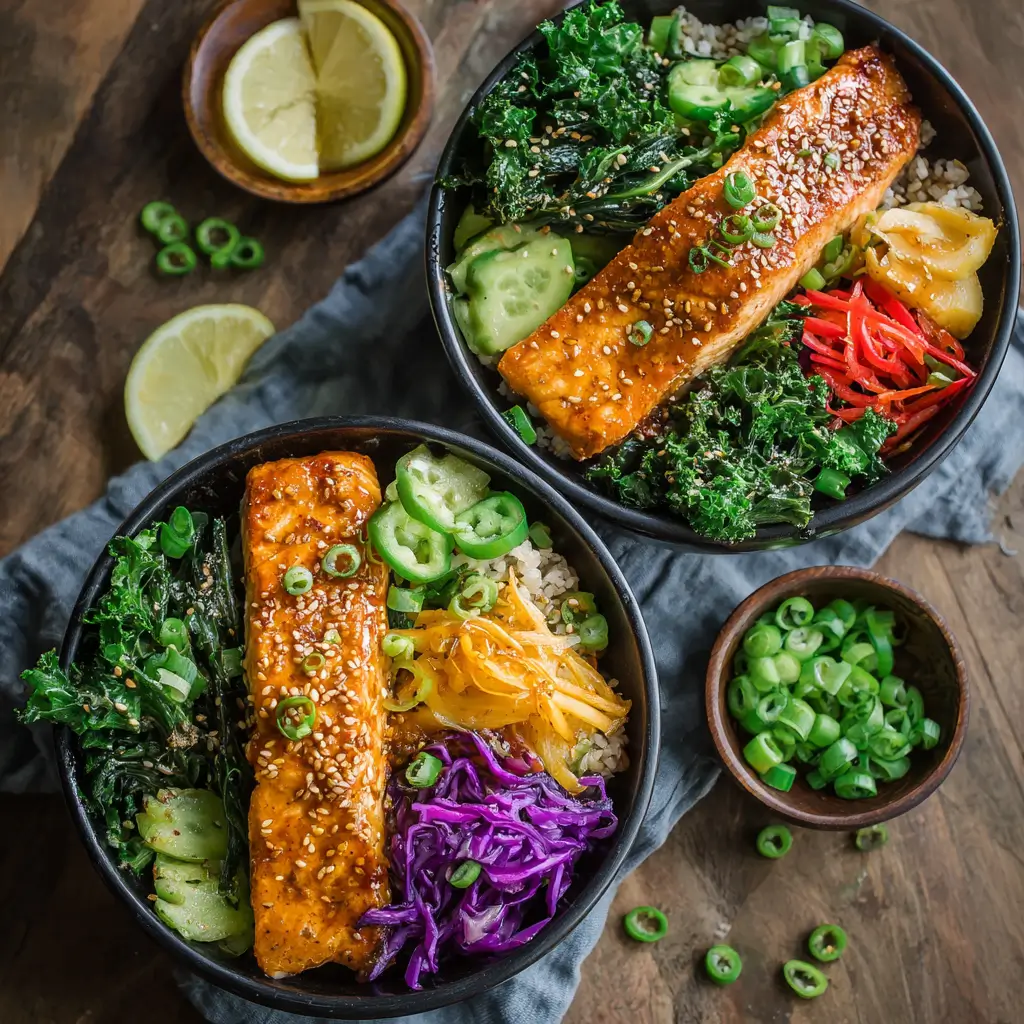 Honey Sriracha Glazed Salmon Bowls