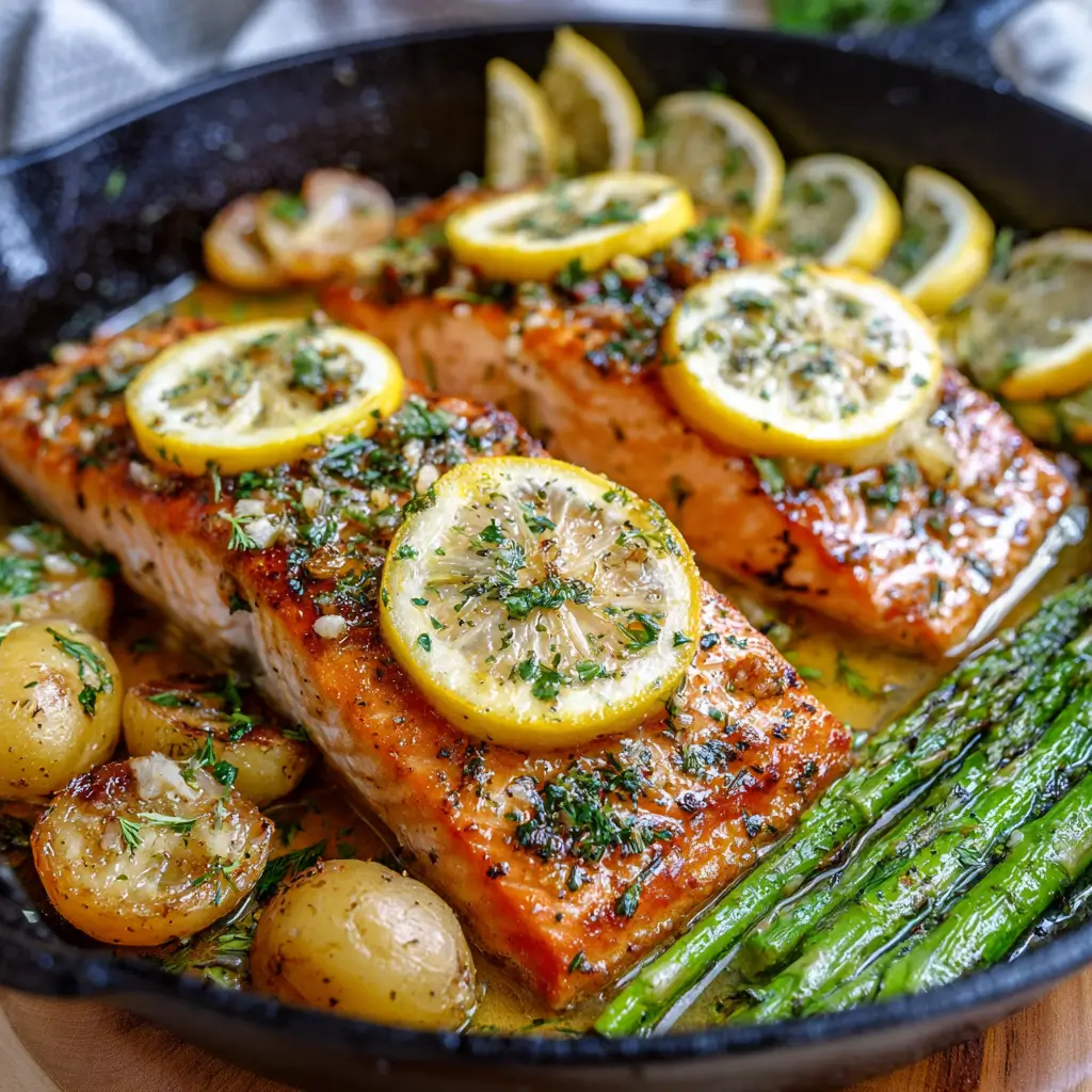 One Pan Lemon Garlic Butter Salmon