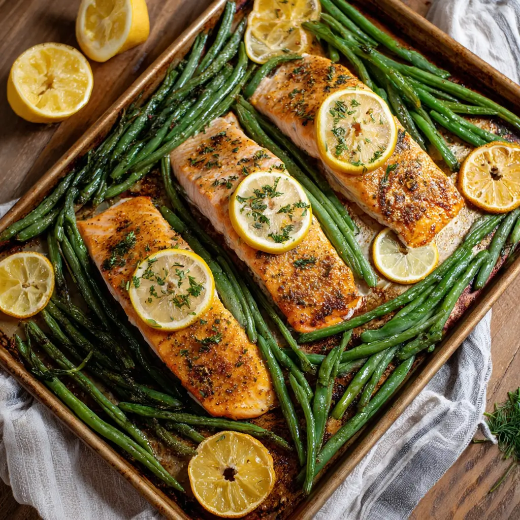 Sheet Pan Salmon with Green Beans