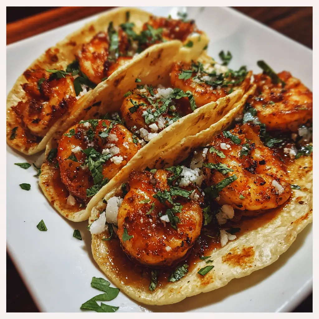 Spicy Honey Garlic Shrimp Tacos